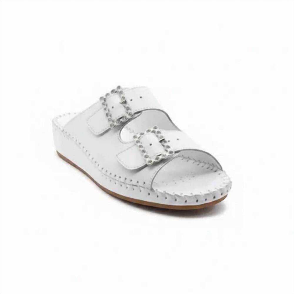 NEW LAPLUME women's jen slide in white rhinestone